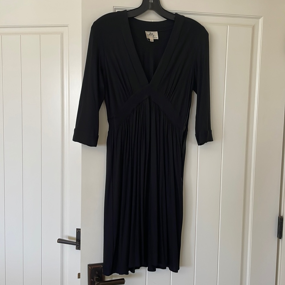 Milly, Size M Black V-neck, empire waist dress.